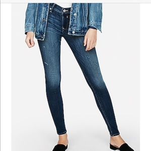 Mid rise medium wash jean legging - 8 short